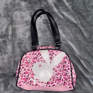 PLAYBOY Pink and Black Leopard Shoulder Bag